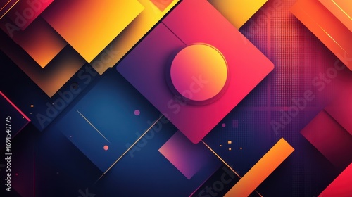 Fototapeta Naklejka Na Ścianę i Meble -  Abstract geometric design with vibrant colors and layered shapes