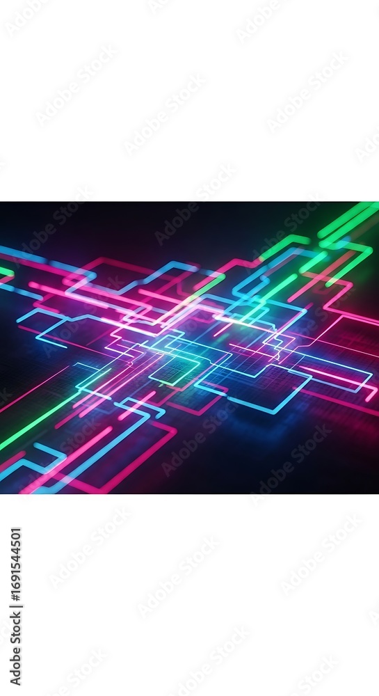 Obraz premium Abstract Neon Circuit Lines.