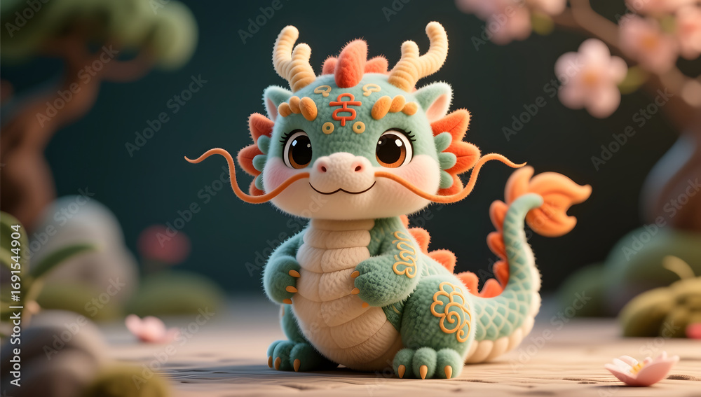 Fototapeta premium Cartoon 12 zodiac animal IP image mascot holiday illustration