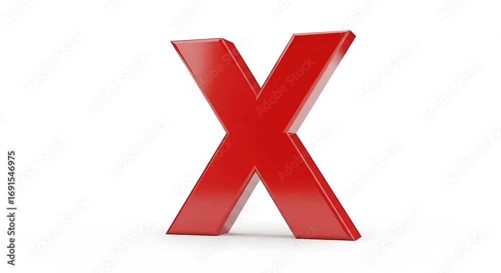 Obraz premium Large red X standing prominently against a clean white backdrop digital illustration rendering