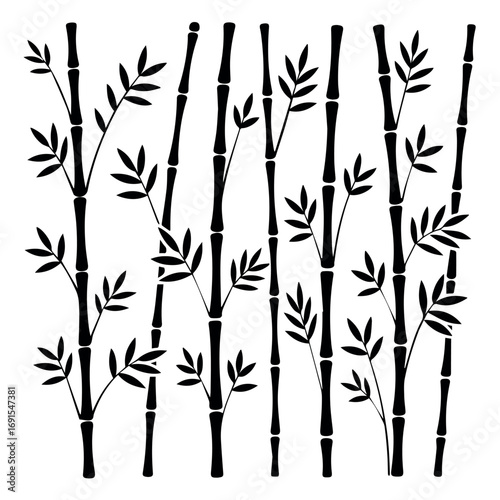Download black and white bamboo forest vector illustration for design and decoration material resource