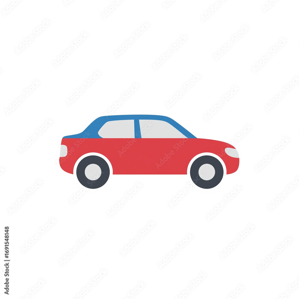 Fototapeta premium A car icon, 2D flat design, white background.
