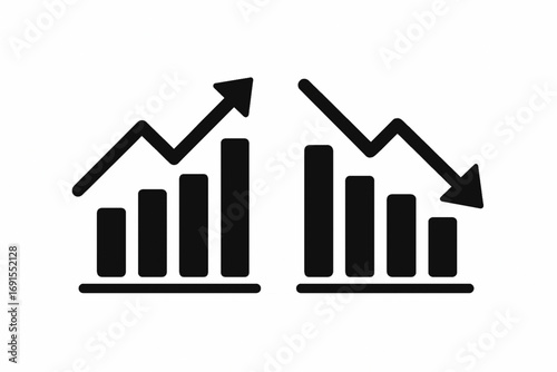 Financial Graph Icon – Uptrend and Downtrend Business Chart