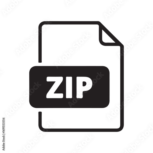 ZIP File Icon – Compressed Folder, Archive Document Symbol