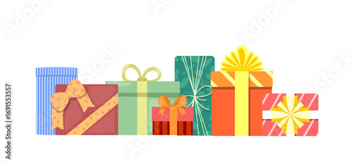 Christmas gifts box collection isolated on white background