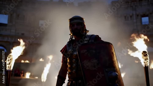 Wallpaper Mural Roman Centurion at Night, Fiery Spectacle Torontodigital.ca