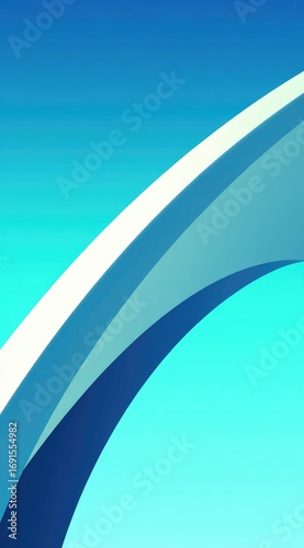 An abstract illustration of a white arc intersecting the sky, with shades of blue creating a layered, peaceful impression in a vertical format