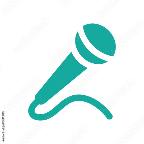Microphone Icon in Teal for Music, Singing, and Audio Recording