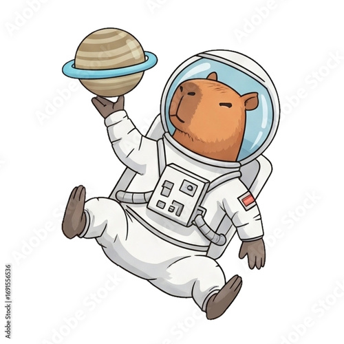 capibara on astronaut suit