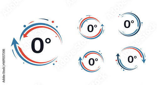 Zero degree angle icons for science, education, and mathematics in vector format illustration