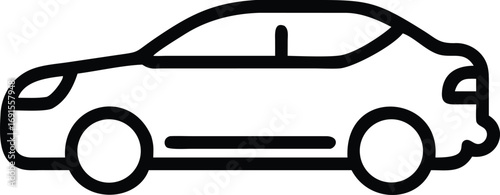 Minimalist car outline illustration in black and white simple automotive design icon