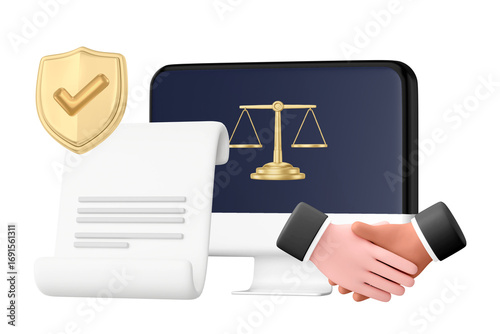 Obraz na plátně Law firm accreditation png, 3D business handshake remix, transparent background
