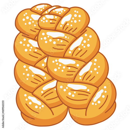 Vánočka Czech Houska Bread flat color vector illustration template design