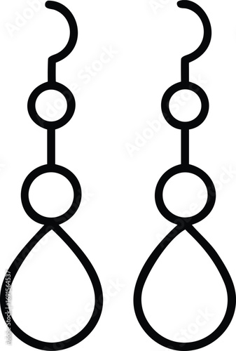 Minimalist outline of dangle earrings with hook and geometric shapes design