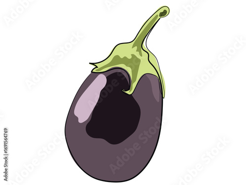 Brinjal in continuous line drawing on a white background.