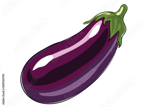 Brinjal in continuous line drawing on a white background.