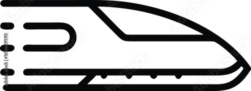 Modern high speed train icon, silhouette transportation for print and design