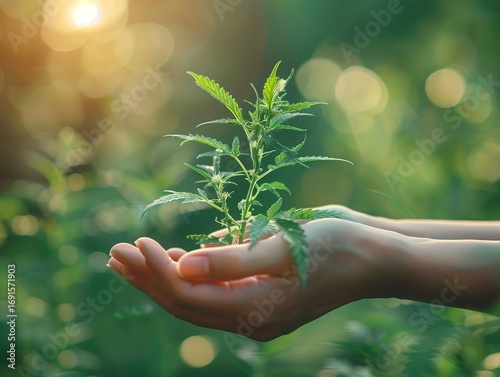 cannabis plant in hands