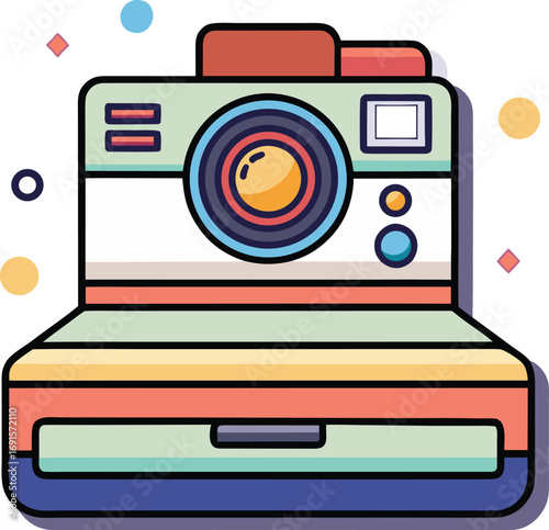 Vintage camera illustration with retro design elements