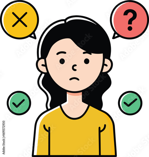 Conceptual illustration of doubt and uncertainty with abstract elements