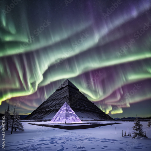 glass pyramid in the night