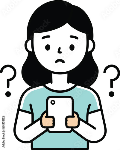 Illustration of a young girl holding something with a joyful expression