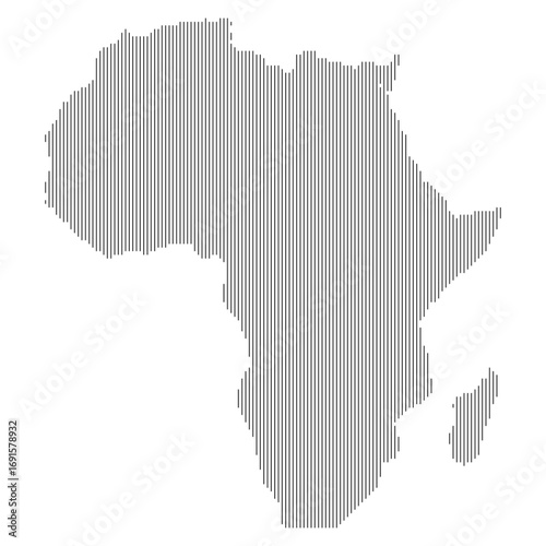 Vertical line shape Vector Africa map. Vertical shape in the continent of Africa. Each country of Africa continent solid vertical shape on the solid background.