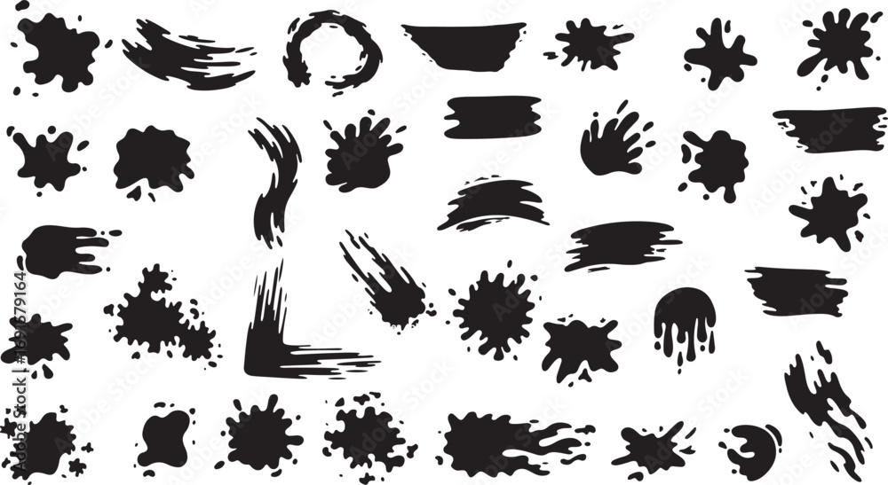 Fototapeta premium Paint Stroke Icons, Brush Patterns, Abstract Vector Art, Black White Designs, Retro Artistic Symbols, Minimalist Style, Unique Shapes, Line Art, Modern Graphics, Detailed Illustrations, Crisp Elements