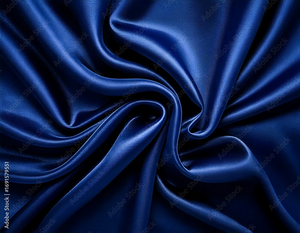 Obraz premium Luxurious dark navy blue silk fabric with elegant draping