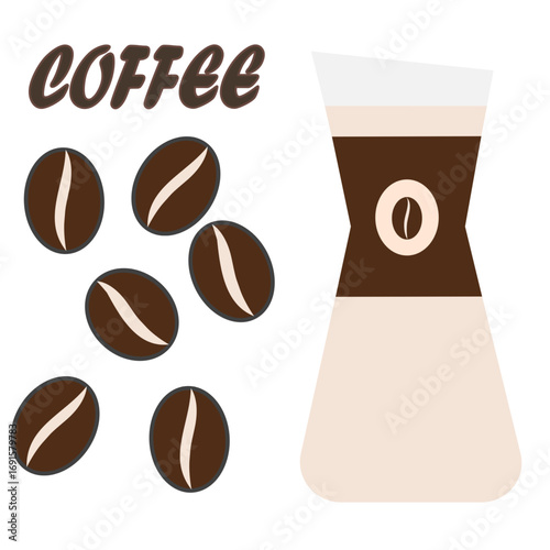 Coffee shop logo featuring glass coffee server icon. Perfect for café branding, barista themes, coffee brewing illustration, modern digital design, packaging, and creative coffee identity projects.