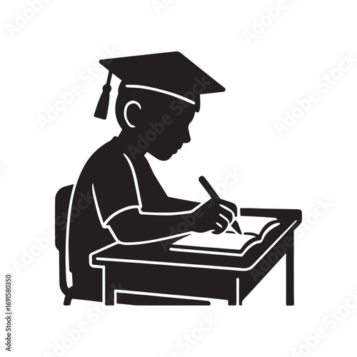 silhouette of a student learning