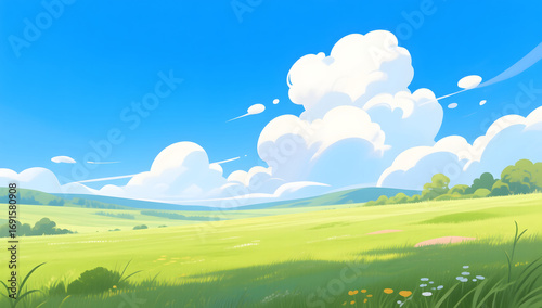 Outdoor scenery Blue sky White cloud grassland nature travel grassland season background