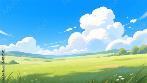 Outdoor scenery Blue sky White cloud grassland nature travel grassland season background