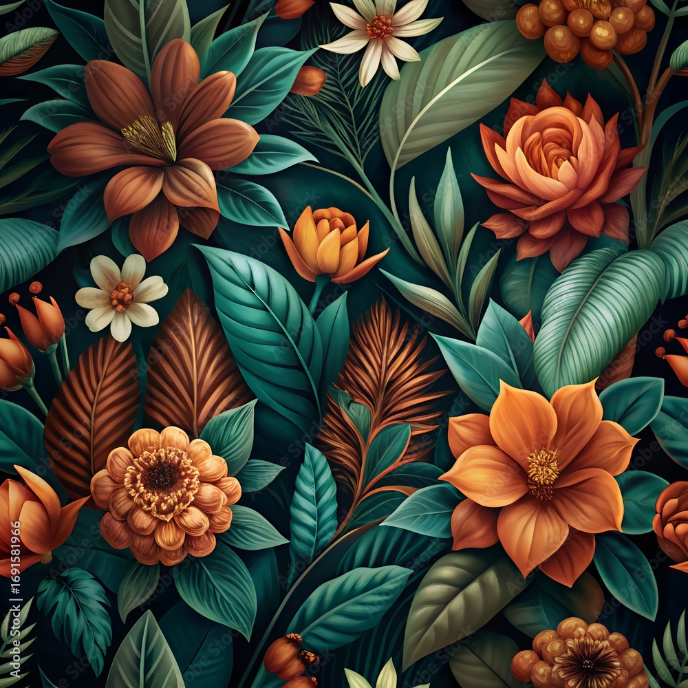 Fototapeta premium seamless pattern with flowers