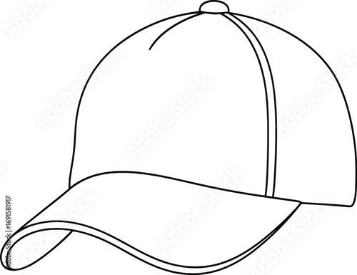 Clean line art baseball cap design, a versatile accessory for modern style and branding
