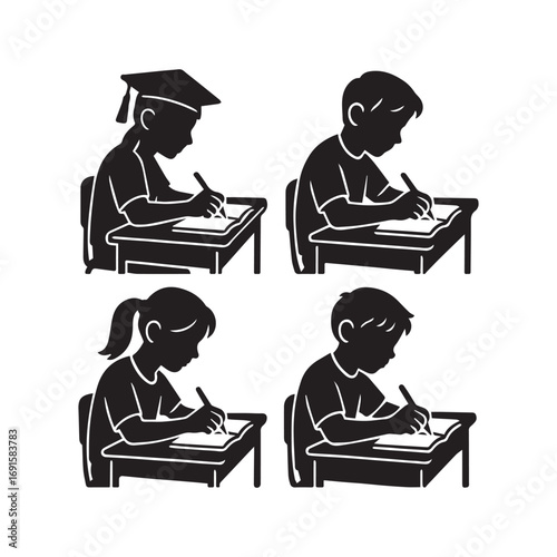 silhouette of a student learning