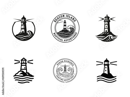 Lighthouse Logo Set: Nautical Adventure and Guidance Design