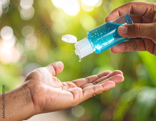 Hand Sanitizer Application Outdoors