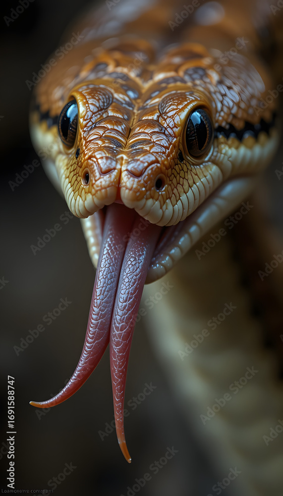 Fototapeta premium a snake’s forked tongue flicking out.