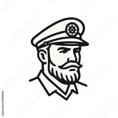 Ship Captain Illustration, Bearded Mariner