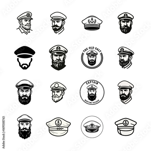 Nautical Captains Set Vector Illustration
