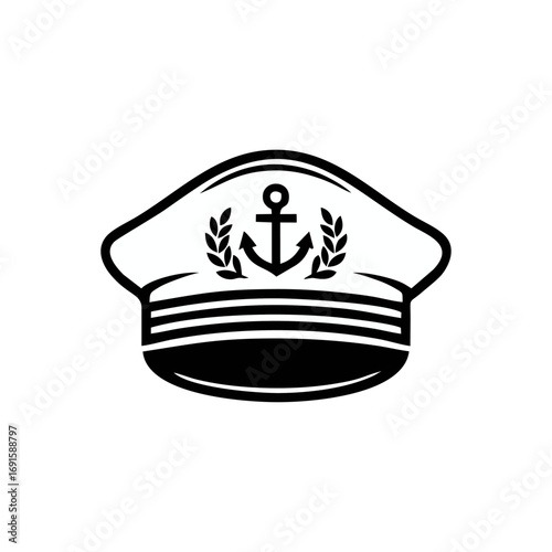 Naval Captain Hat Icon with Anchor Emblem