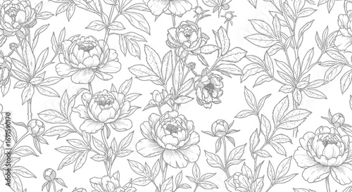 Elegant floral pattern with peonies for sophisticated designs and creative projects, a classic botanical beauty