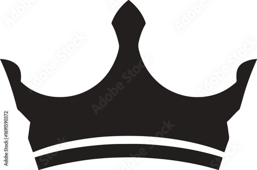 Elegant black crown icon symbolizing royalty, leadership, and premium quality, perfect for branding luxury products or services.