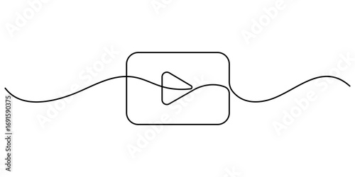 Continuous line drawing of play icon. Media, Video or music player button in linear style. One line drawing, Line art of pause button. Play icon in continuous line drawing style. pro vector