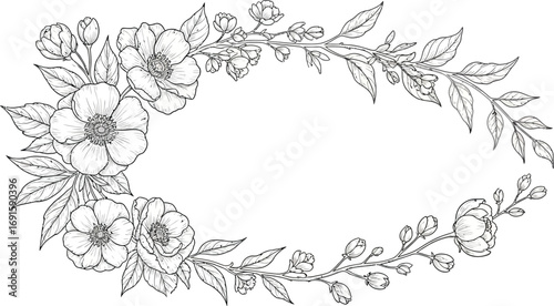 Elegant floral frame design for invitations, cards, and creative projects needing a botanical touch