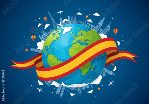 Spanish-English Bilingual  abstract background with globe