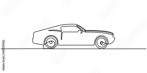 Continuous one line drawing of car vector icon. Modern city car continuous one line drawing. Minimalist black linear sketch vector illustration. Abstract small car in continuous line art drawing style