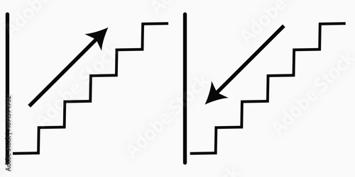 Stairs Up and Down Arrow Vector. Directional Staircase Symbol Set, Wayfinding, Movement, Progress and Ascent Descent Signage Graphic Design