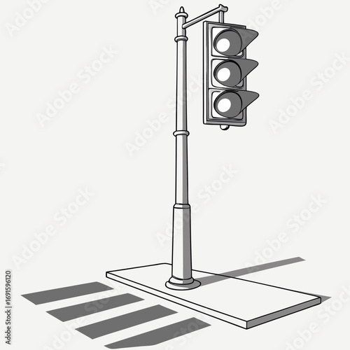 Traffic signal pole with three lights.